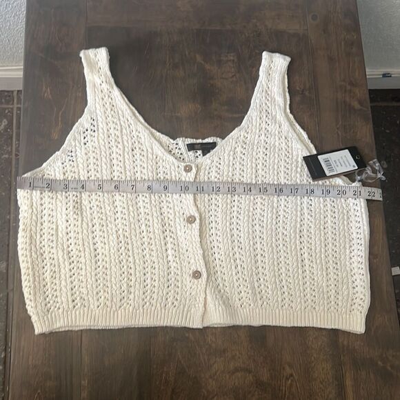 Nwt Frye BUTTON-UP POINTELLE  knitted crop TANK XL - Picture 6 of 11